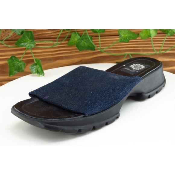 Yellow Box Sz 8.5 M Blue Slide Fabric Women Sandals‎ - Picture 1 of 7